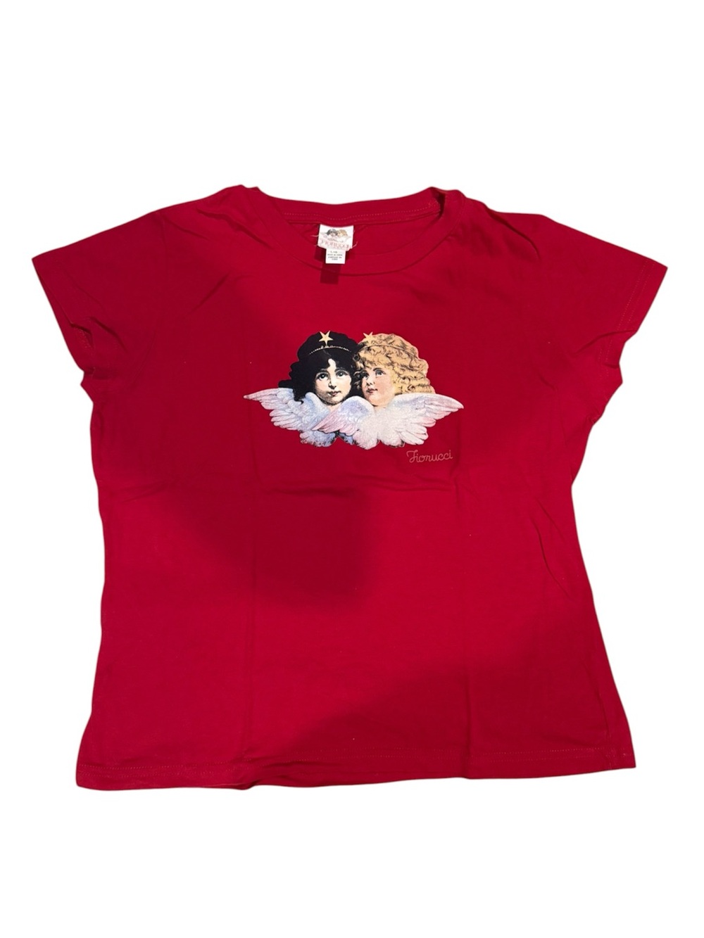 Fiorucci Y2K Red Angel Graphic Short Sleeve Tee - Size Large